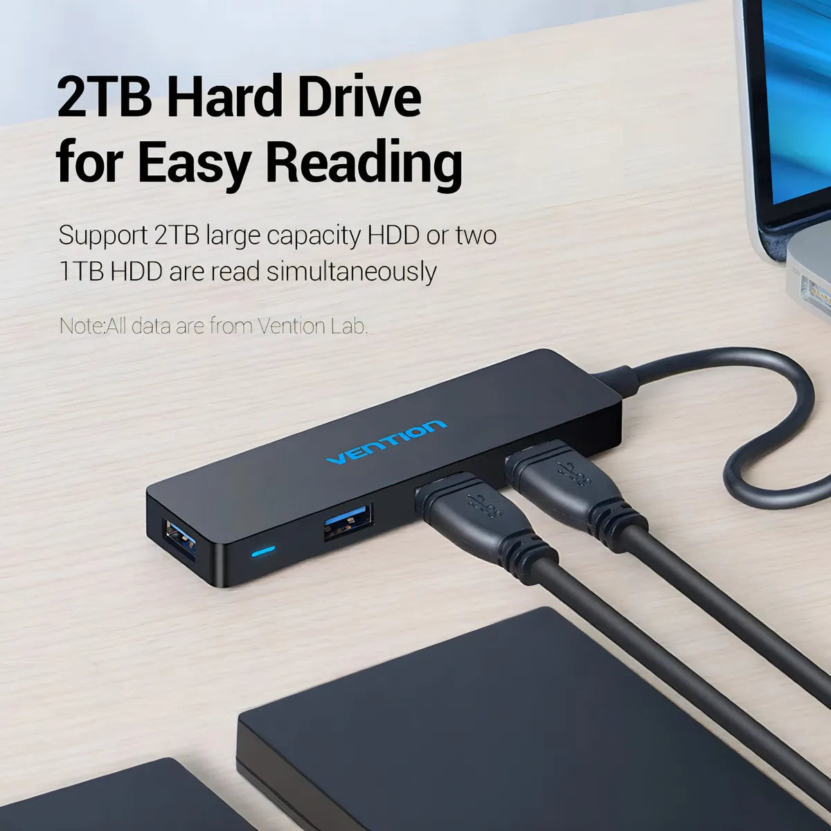 Hub Adaptador Multipuerto 4 En 1 Usb 3,0 Vention Negro