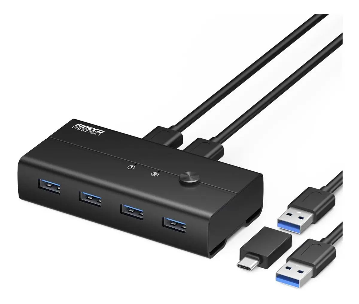Hub Switch Usb 3,0 4 Puertos Para 2 Pcs Fideco