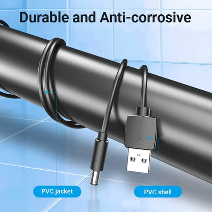 Cable Usb A Dc 5,5 Mm De Alimentacion 5v 3a Carga 1m Vention Negro