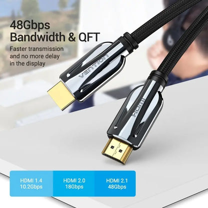 Cable Premium Hdmi 2,1 8k Earc 144hz Hdr 48gb 1,5 Mt Vention