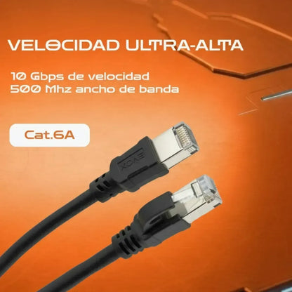 Cable De Red Evox Cat6a 1 M Negro Patch Cord Rj45 Internet