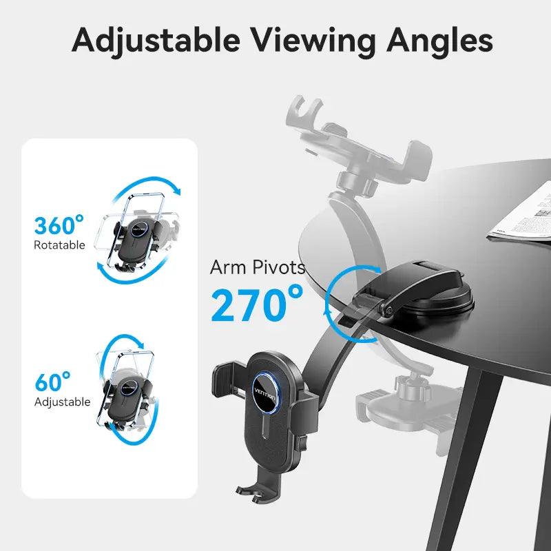 Soporte Celular Auto Ajustable Vidrio Tablero Sopapa Vention Negro