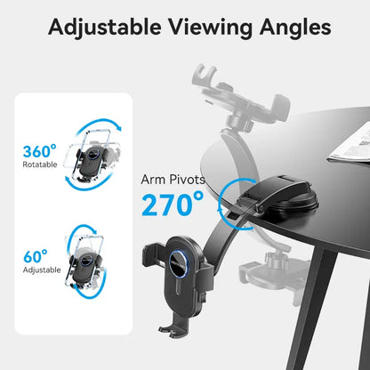 Soporte Celular Auto Ajustable Vidrio Tablero Sopapa Vention Negro