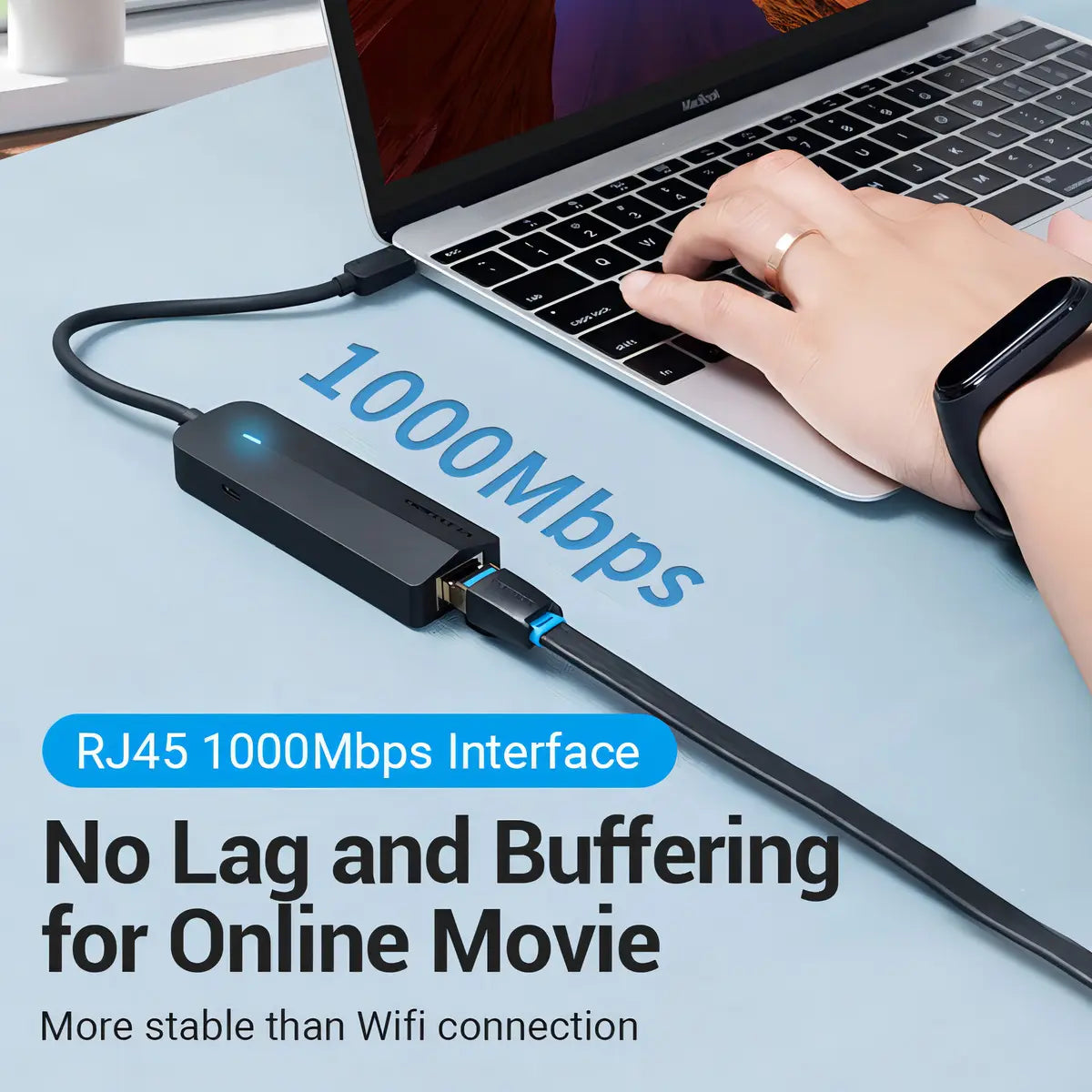 Hub Usb C A Usb 3,0 X3 Rj45 Ethernet Disco Usb C Pd Vention