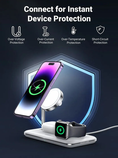 Estacion Carga Inalambrica 3 En 1 Ugreen iPhone Apple Watch Blanco