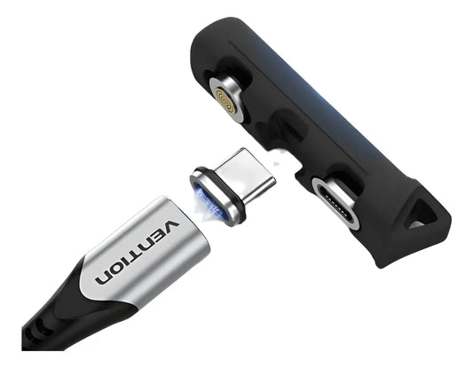 Porta Ficha De Cable Magnetico Usb-c Y Lightning Vention Negro
