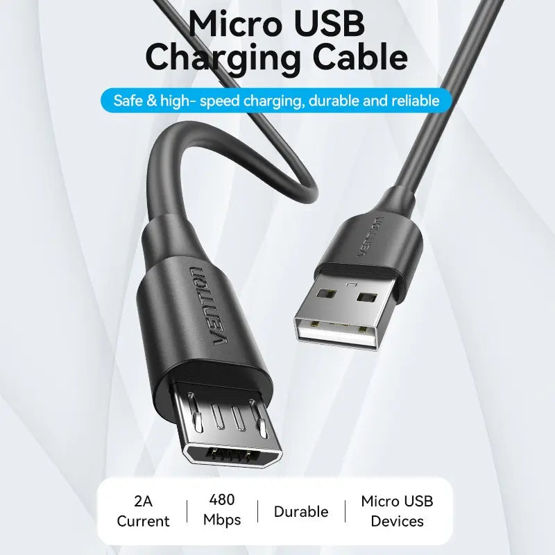 Cable Usb A Usb Micro B Carga Y Datos 2a 1,5m Vention Negro