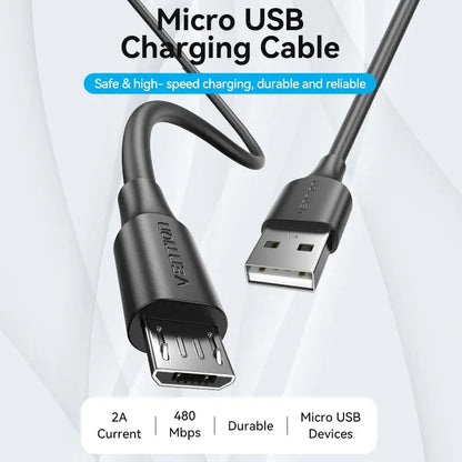 Cable Usb A Usb Micro B Carga Y Datos 2a 1,5m Vention Negro