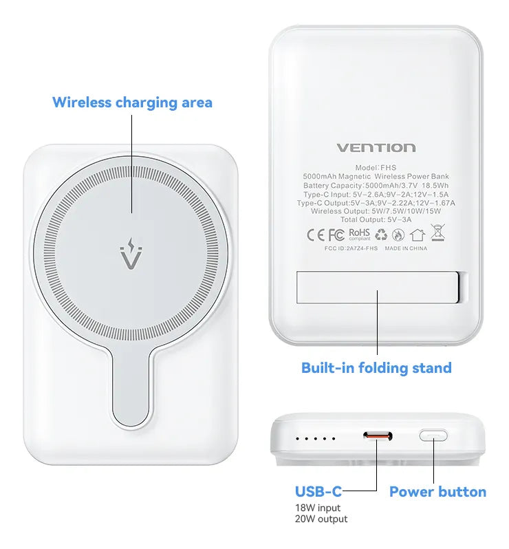 Power Bank Portatil Magnetico Cargador 5000mah Vention