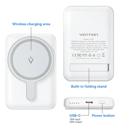 Power Bank Portatil Magnetico Cargador 5000mah Vention