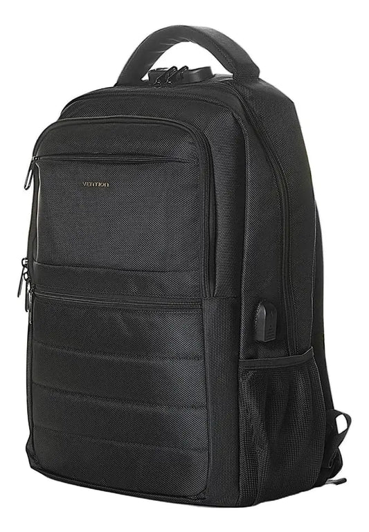 Mochila Porta Notebook 15,6 Candado Resistente Agua Vention Negro Liso
