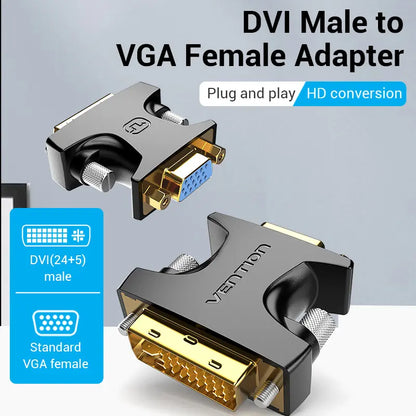 Adaptador Union Dvi Macho A Vga Hembra Extensor Hd Vention