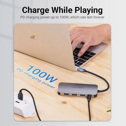Hub Multipuerto Vention Hdmi Usb 3,0 Usb C + Power Delivery