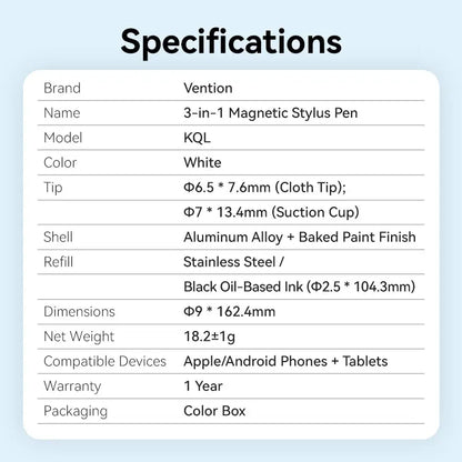 Pencil Lapiz Optico Vention 3en1 Para Samsung Apple Android