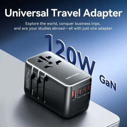 Cargador Pared Universal Usb Celular Pc 120w Bivolt Vention Negro