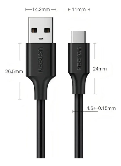 Cable Usb 3,0 A Usb-c Premium Carga Rapida Y Datos 2m Ugreen Negro
