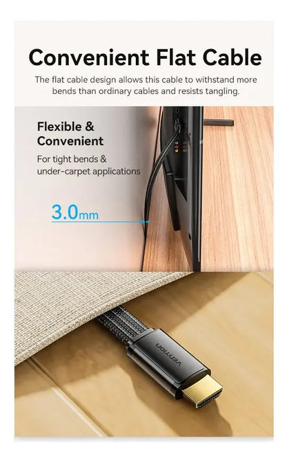 Cable Trenzado Hdmi 2,1 8k 60hz Hdr 3d 48gbps 2 M Vention