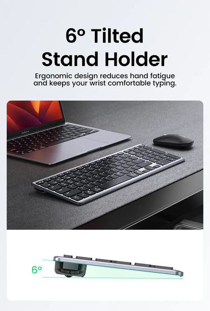 Teclado Inalambrico Con Bateria Bluetooth 5,0 Ingles Ugreen Plateado Inglés Us