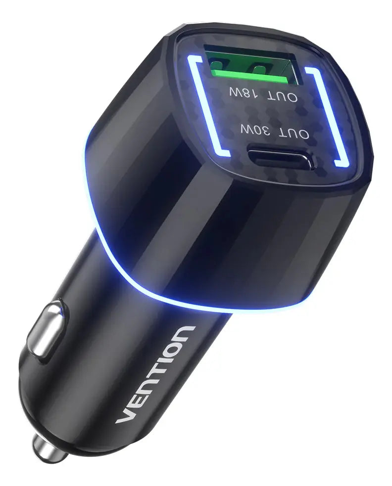 Cargador De Auto Para Celular Usb A + Tipo C - 48w - Vention Negro