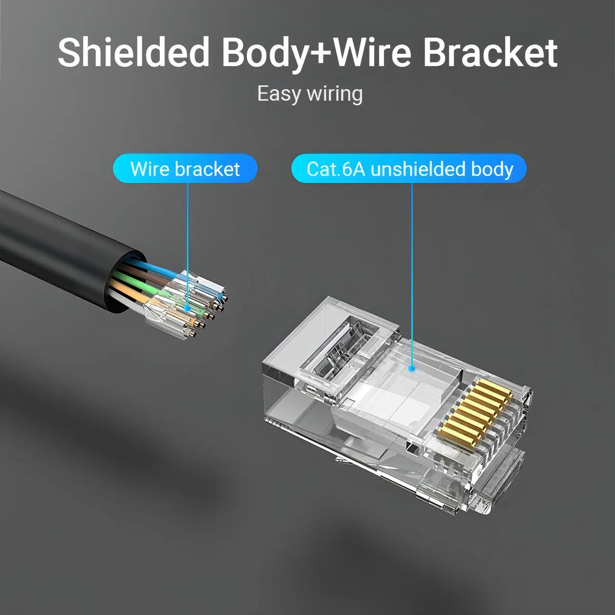 Ficha De Red Plug Cat6a Rj45 Modular Cable Utp X50 Vention