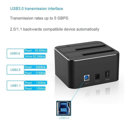 Docking Station 2 Bahias Clonador Sata Hdd Ssd 16tb Fideco