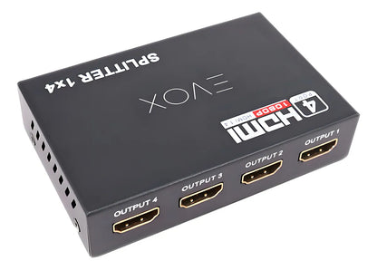 Splitter Hdmi 1x4 1080p Activo Con Fuente Evox