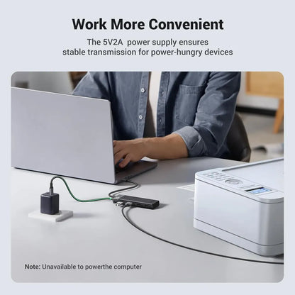 Hub Adaptador 4 Puertos Usb A 3,2 Gen1 20 Cm Trenzado Ugreen Negro