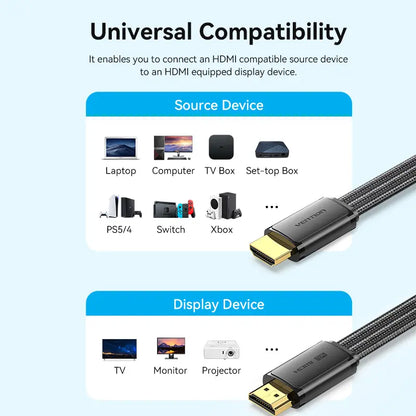 Cable Hdmi 2,1 8k 60hz 48gbps Hdr Trenzado 2 Metros Vention