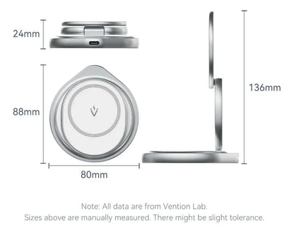 Cargador Inalámbrico 3 En 1 Qi Magsafe 15w Vention Universal Plateado