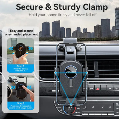 Soporte Celular Auto Ajustable Vidrio Tablero Sopapa Vention Negro