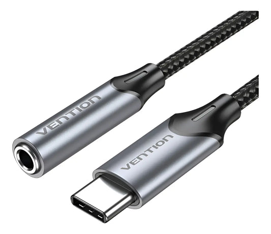 Adaptador Usb C A Auxiliar Jack 3,5mm Hembra 10 Cm Vention Negro