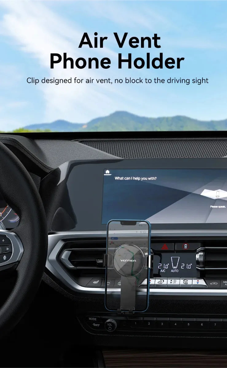 Soporte De Celular Para Auto - Agarre Automatico - Vention Negro