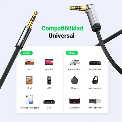Cable De Audio Auxiliar Plug 3,5 Mm 90º En L 1 Metro Ugreen
