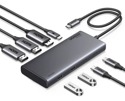 Hub Multipuerto 8 En 1 Usb C A Hdmi 4k60hz Usb 10gbps Ugreen Gris Oscuro