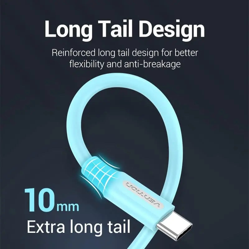 Cable Usb A Usb-c 2,0 Carga Y Datos Celeste 3a 1m Vention