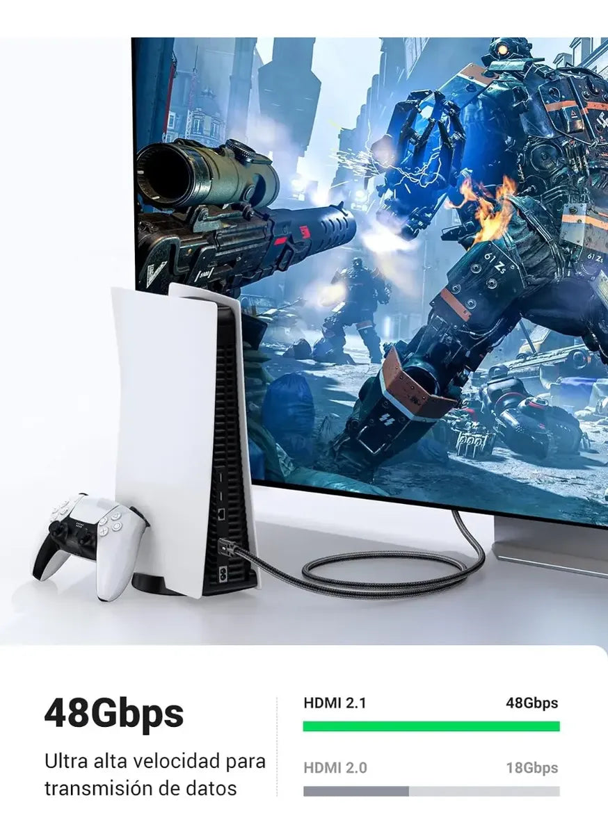 Cable Hdmi 2,1 8k 60hz Full Hd 4k 120hz Hdr Gamer 2m Ugreen