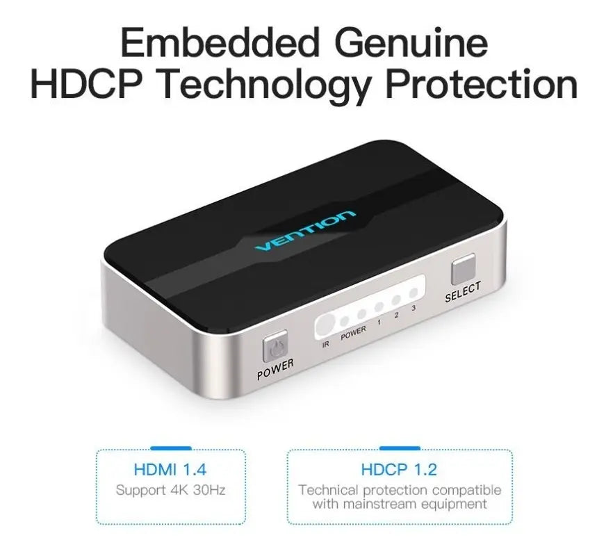 Switch Hdmi 3 In 1 Out Switcher 4k 30hz 10 Gbps Vention
