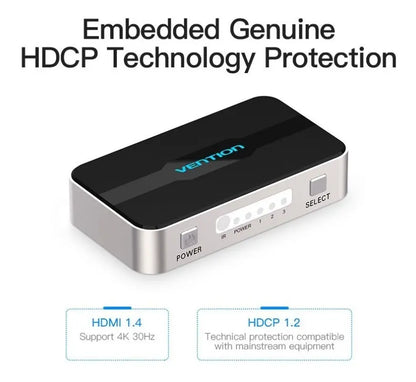Switch Hdmi 3 In 1 Out Switcher 4k 30hz 10 Gbps Vention