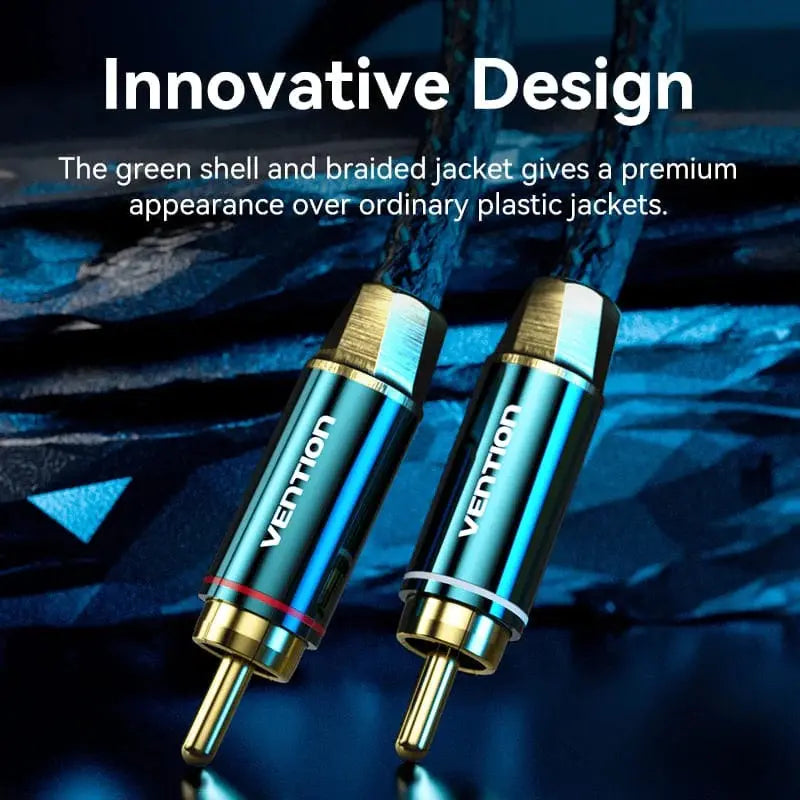 Cable Audio Aux 3,5 A 2rca Alta Calidad Verde 1m Vention