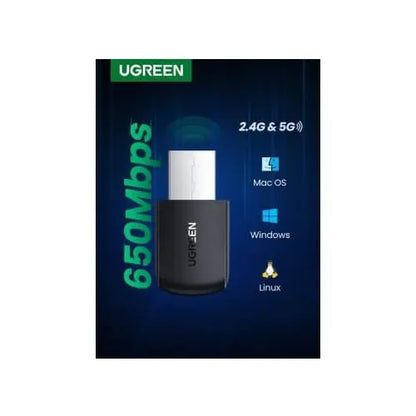 Receptor Wifi Adaptador Placa Red 2,4g 5g Dual Band Ugreen