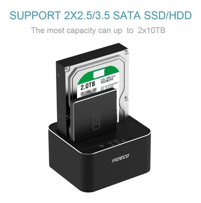 Docking Station 2 Bahias Clonador Sata Hdd Ssd 16tb Fideco