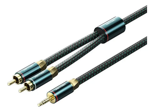 Cable Audio Aux 3,5 A 2rca Alta Calidad Verde 1m Vention