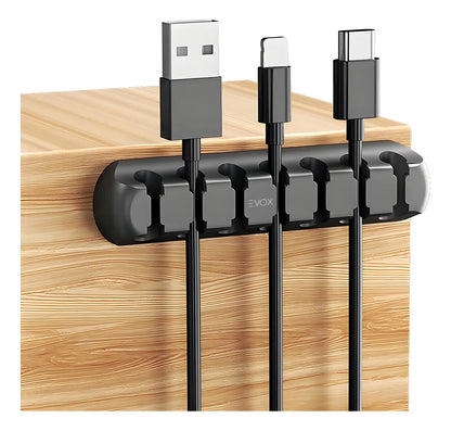 Organizador De 3 Cables Escritorio Con Adhesivo Evox Negro