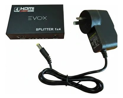 Splitter Hdmi 1x4 1080p Activo Con Fuente Evox