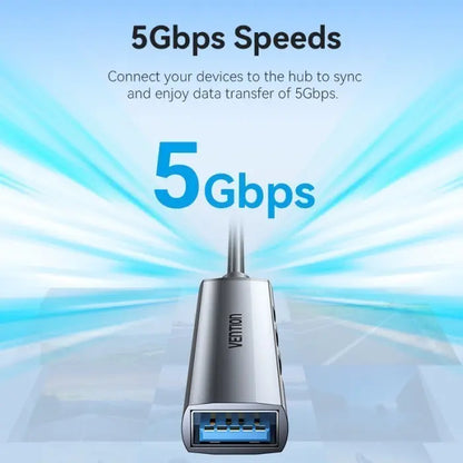 Hub Adaptador Multipuerto Usb 3,0 4 En 1 0,15 Metros Vention Gris Oscuro