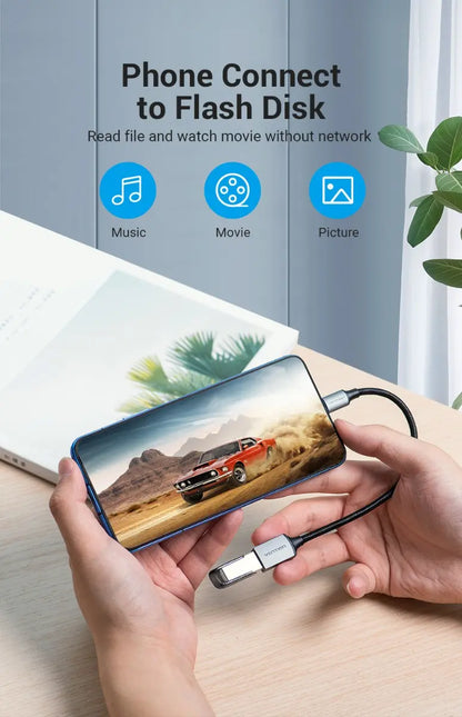 Adaptador Usb C A Usb Hembra 3,0 Otg Pc / Celular Vention Negro