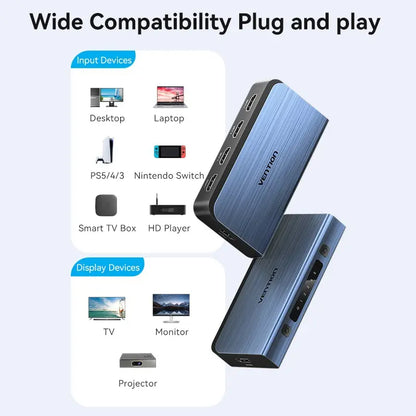 Switch Hdmi 4k 5x1 Con Control - 5 Entradas 1 Salida Vention