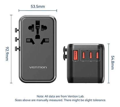 Cargador Pared Universal Usb Celular Pc 120w Bivolt Vention Negro