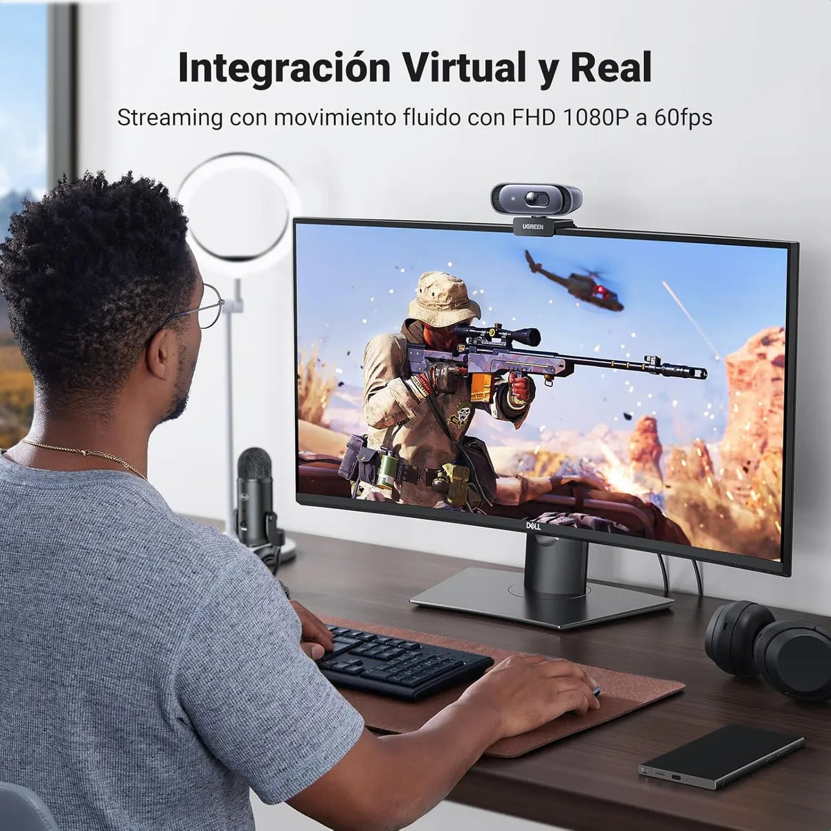 Camara Web Webcam Hd Usb Con Microfono Tapa Camara 2k Ugreen Negro