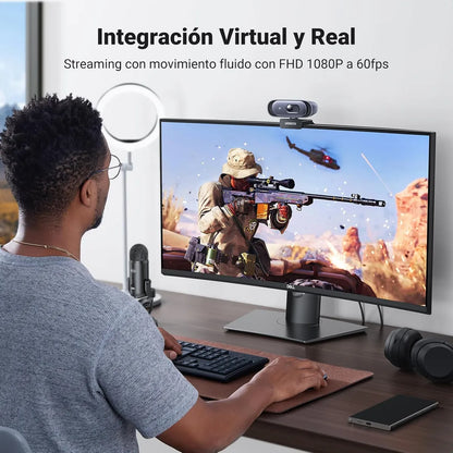 Camara Web Webcam Hd Usb Con Microfono Tapa Camara 2k Ugreen Negro